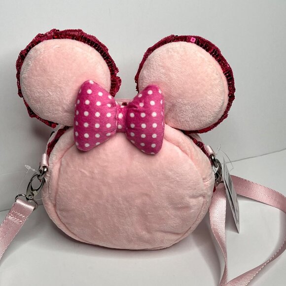 Disney Minnie Mouse Pink Plush Crossbody Bag new with tags - Picture 3 of 6